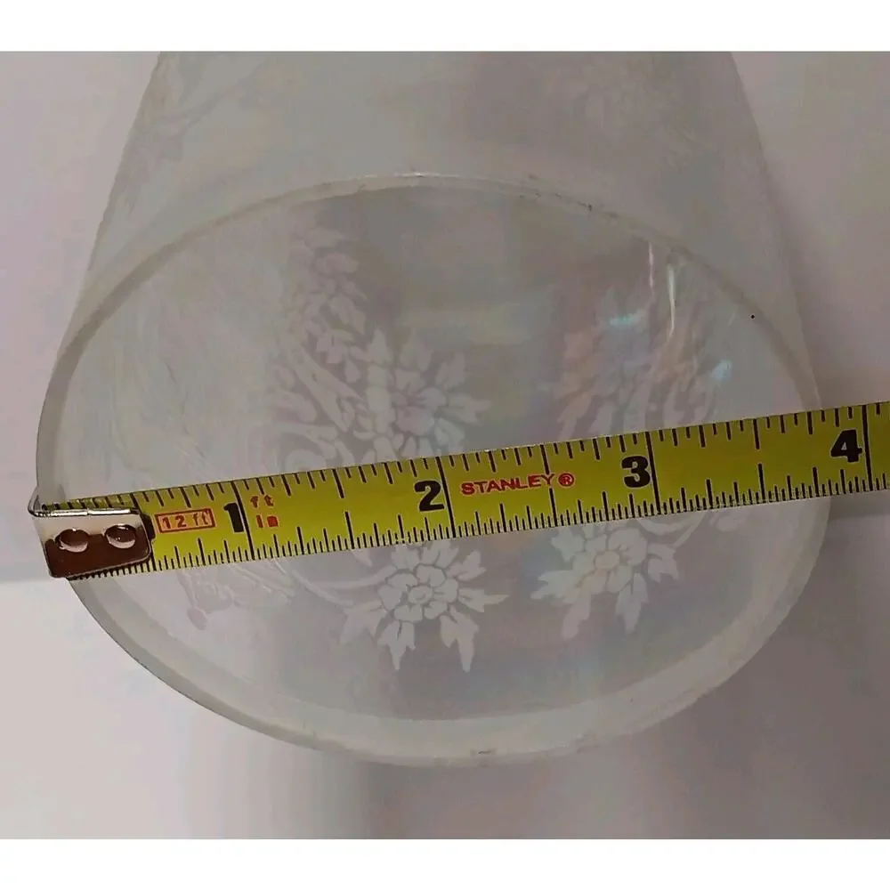 Vintage Glass Lamp Shade Frosted Iridescence Etched Victorian 5.5